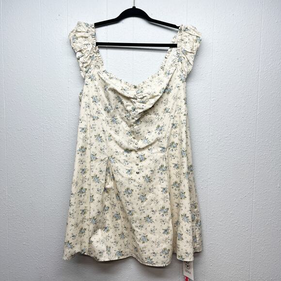Cider Babydoll Milkmaid Dress Womens 1X Cotton Smocked Cottagecore Fairy Boho - Picture 1 of 15